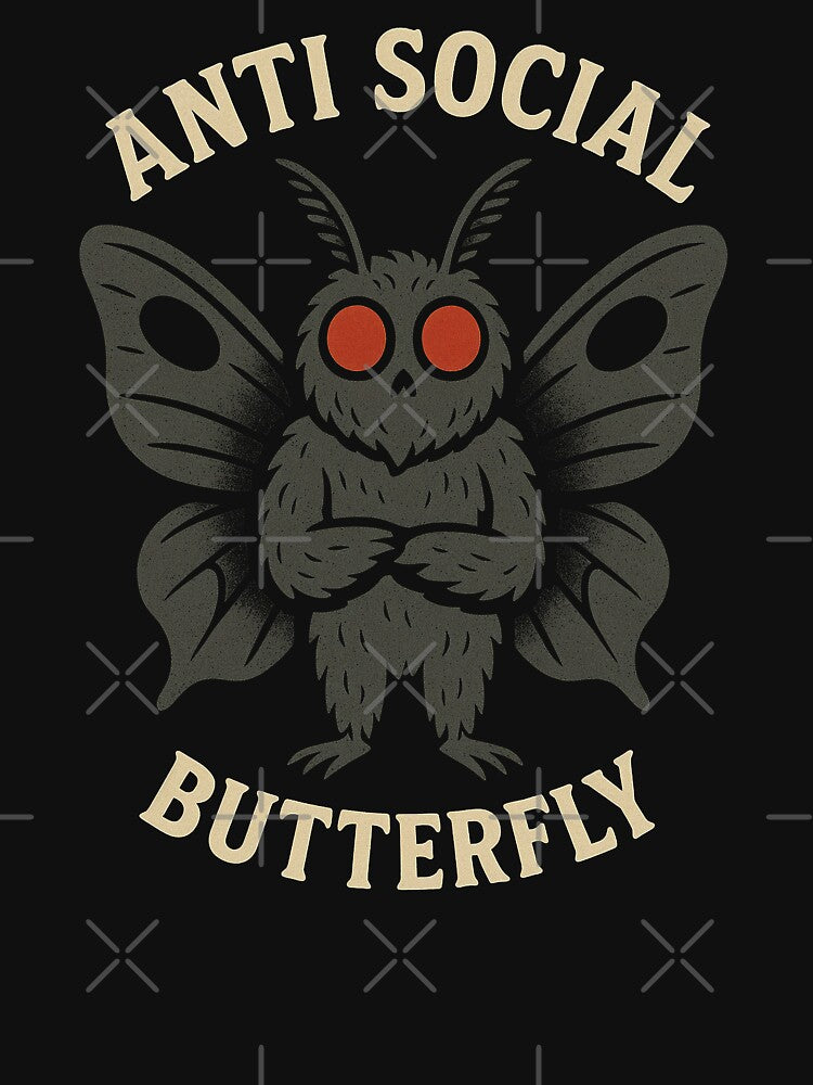 Anti Social Butterfly | Funny Mothman Cryptid Parody by Shirt-Face Unisex , , , Long Sleeve Tee