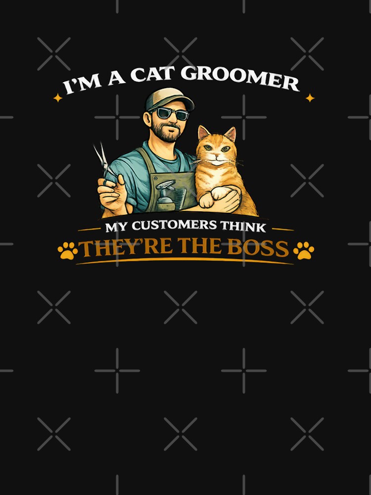 Male Cat Groomer 01 by Elisabeth Lucas Unisex , , , Long Sleeve Tee
