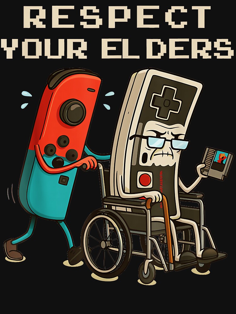 Respect Your Elders Retro Gamer Video Games Player by SeraXYZ Unisex , , , Long Sleeve Tee