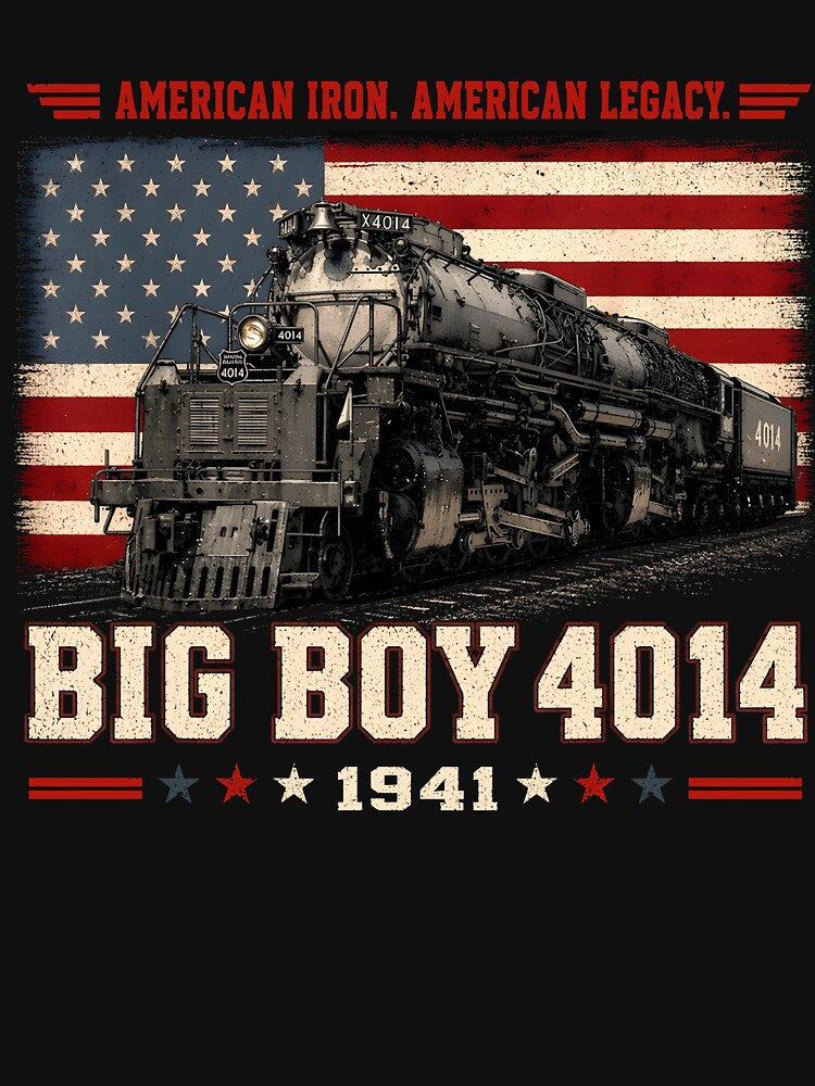 Big Boy 4014 1941 Steam Locomotive Railroad Train American Iron American Legacy USA Flag by najaks