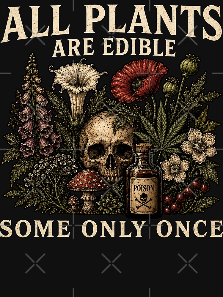 All Plants are Edible Some Only Once Funny Men Women by will freed18 Unisex , , , Long Sleeve Tee