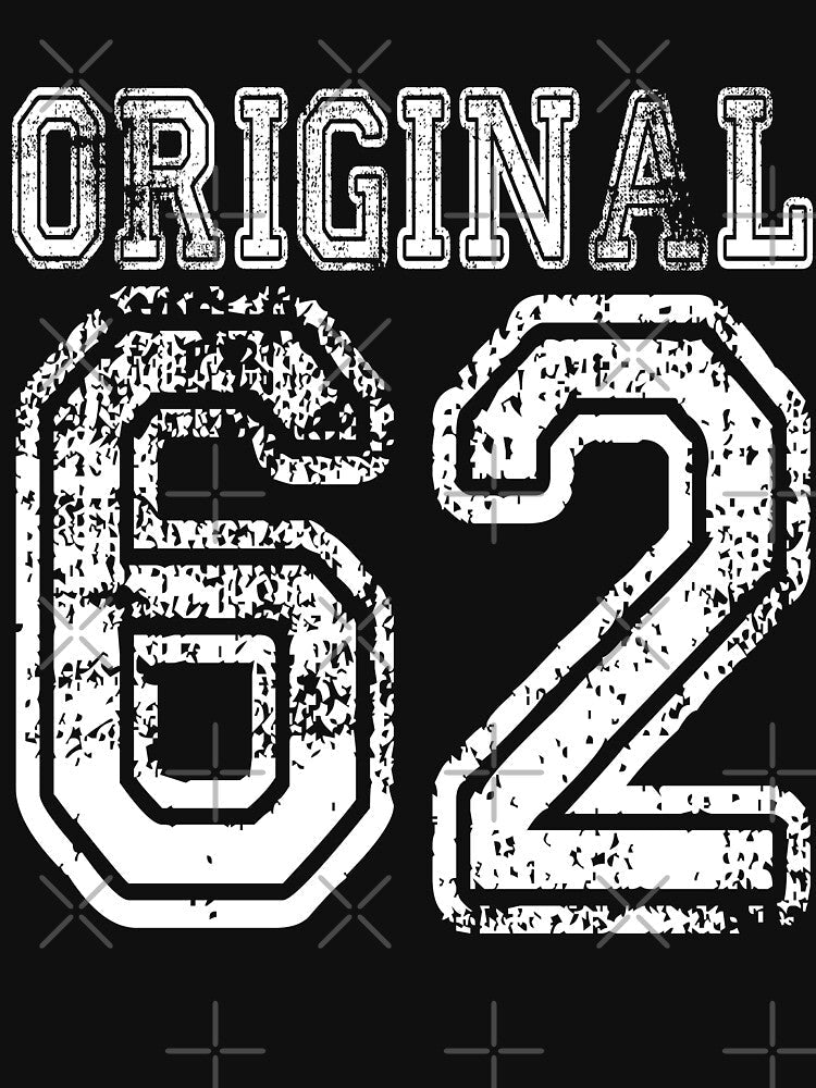 Original 62 2062 1962 Birthday Gift Age Year Old Boy Girl Cute Funny Man Woman Jersey Style by arcadetoystore
