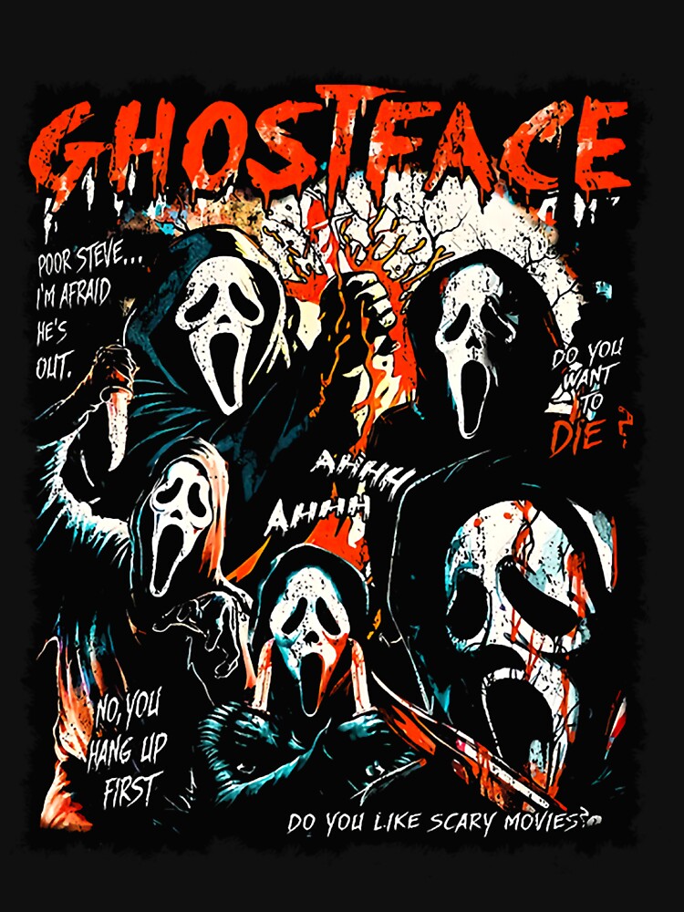 Ghostface Retro 90s Scream Movie Halloween by EstaGutmann Unisex , , , Long Sleeve Tee