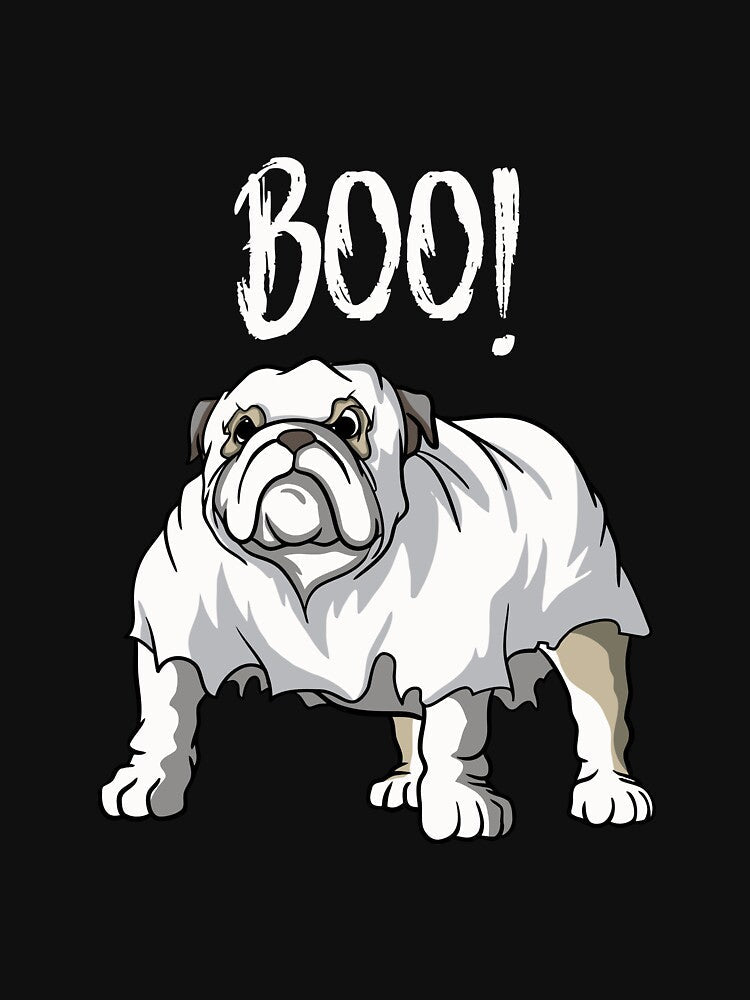 Bulldog Halloween Boo Funny Bull Dog Lover Gift Long Sleeve by derekvella Unisex , , , Long Sleeve Tee