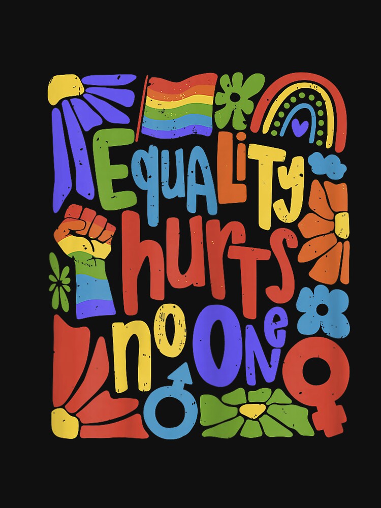 Gay Pride Equality Hurts No One Rainbow LGBTQ Retro Groovy by FrankIsabel Unisex , , , Long Sleeve Tee