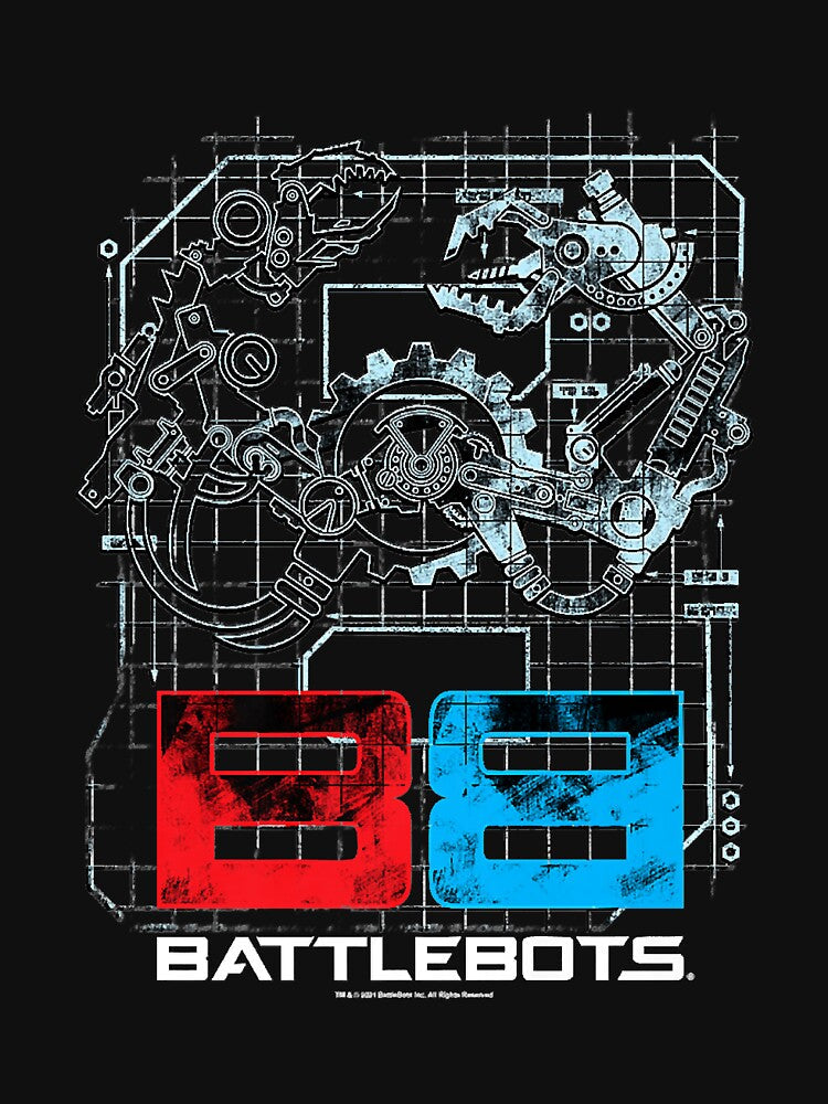 Battle'Bots Robot Schematics Logo Premium by DanielNaderer Unisex , , , Long Sleeve Tee