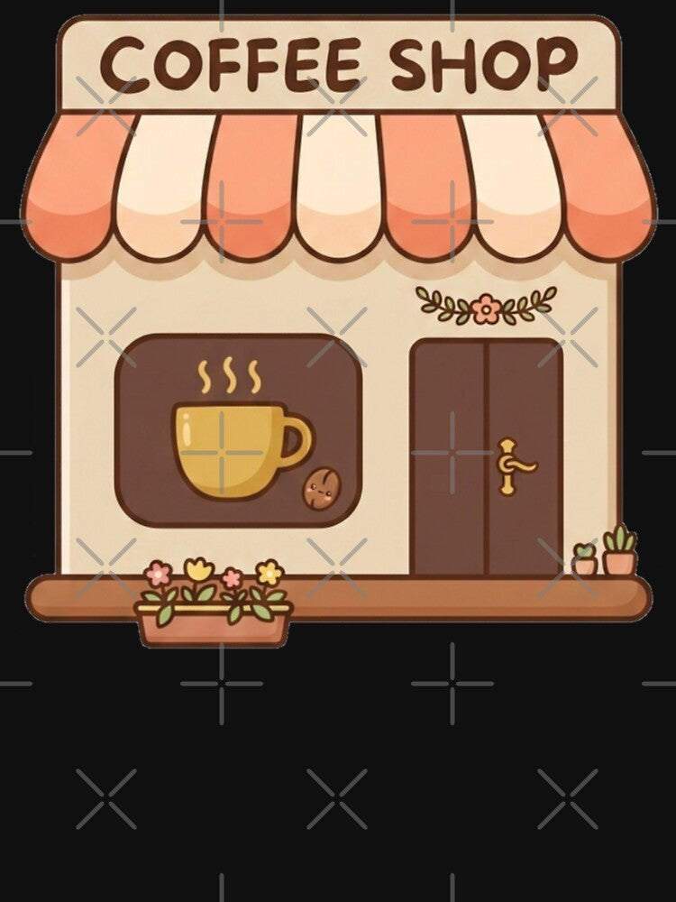 Cute Minimalist Coffee Shop Icon by Shape Snip Studio Unisex , , , Long Sleeve Tee