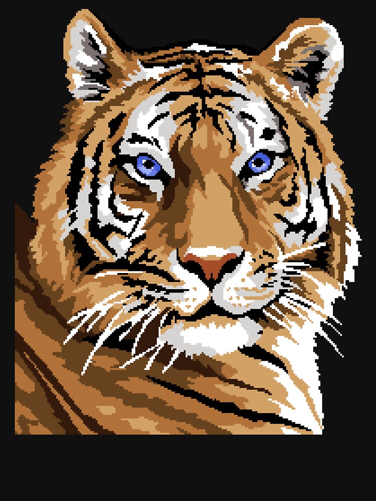 Pixel Tiger Portrait by LilSeashell Unisex , , , Long Sleeve Tee