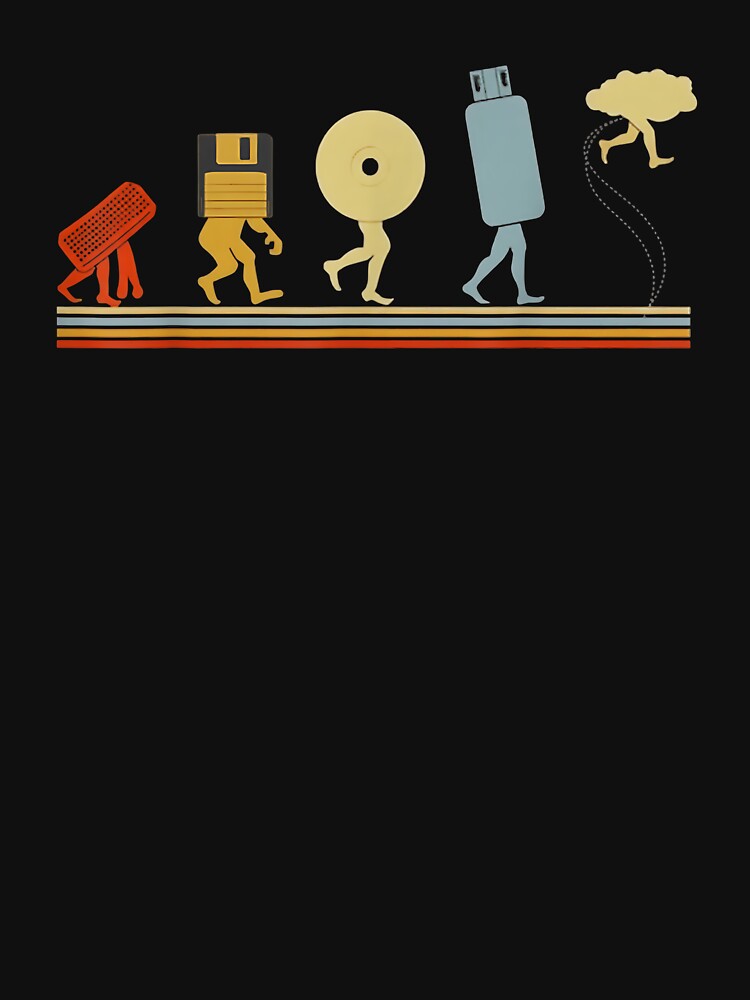 Funny Evolution Data Storage Retro Tech Computer Nerd Geeks by Goleon12 Unisex , , , Long Sleeve Tee