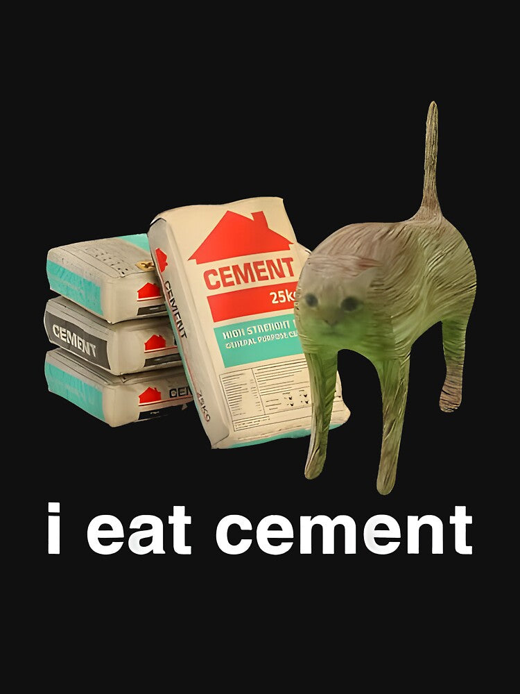 I Eat Cement Cat Funny by Unanswered Unisex , , , Long Sleeve Tee