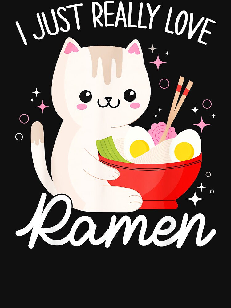 I Just Really Love Ramen Cat Lover Japanese Foodie by AmaXONIC Unisex , , , Long Sleeve Tee