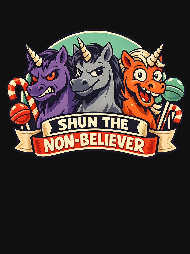 Shun the Non-Believer Unicorn Trio by VampimorPH Unisex , , , Long Sleeve Tee