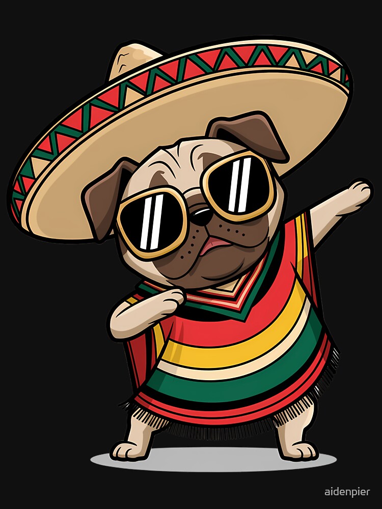 Dabbing Dog Sombrero Mexican by aidenpier Unisex , , , Long Sleeve Tee