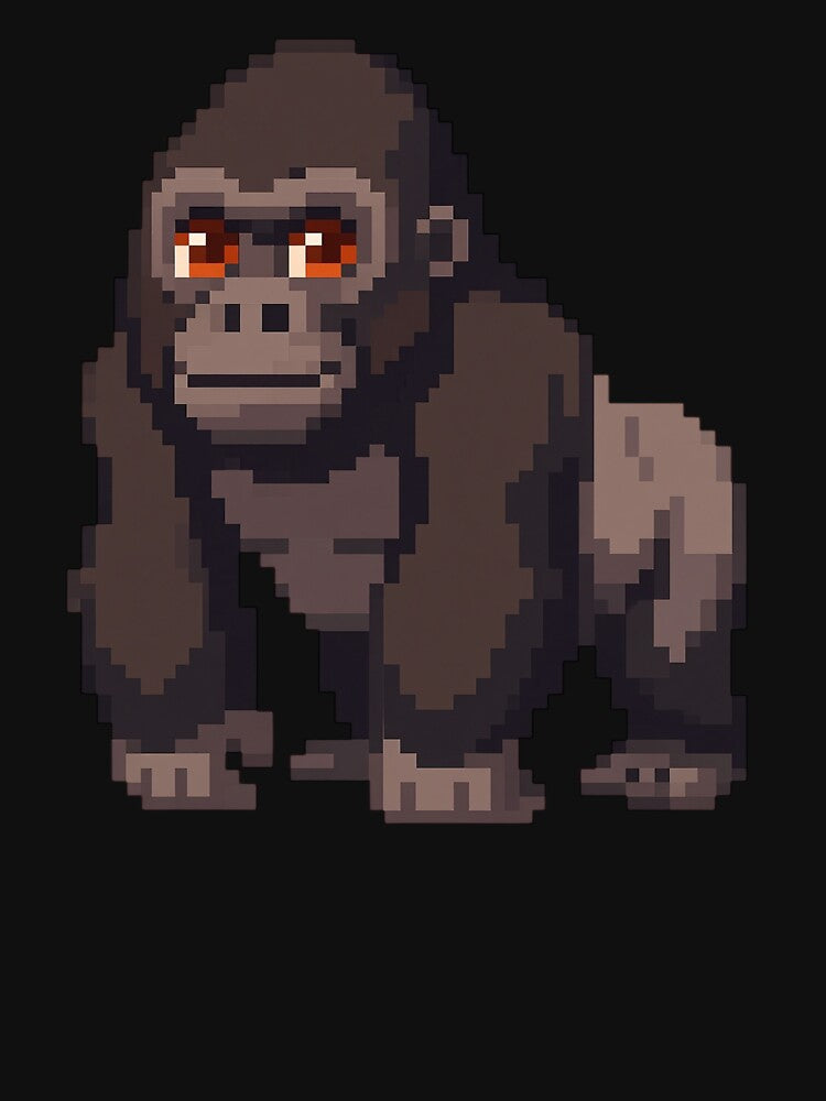 pixelated style gorilla, digital art, minimalist design by geekmania48
