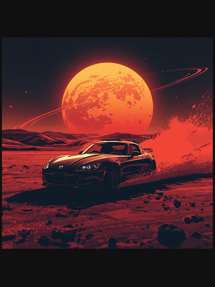 Sports Car on Mars by SportsShip Unisex , , , Long Sleeve Tee