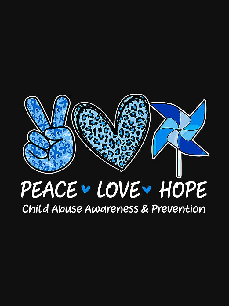 Peace Hope Love Tshirt Child Abuse Awareness Pinwheel Premium by AnitaJGreenspan Unisex , , , Long Sleeve Tee