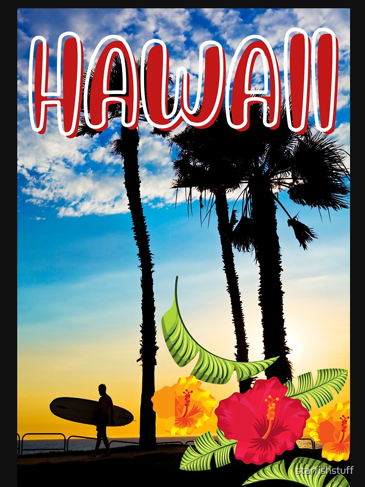 VINTAGE HAWAII SURFING LABEL by starfishstuff
