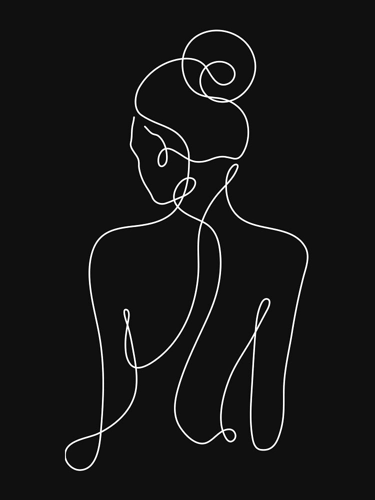 White One Line Drawing - Woman Back Pose by altandesign