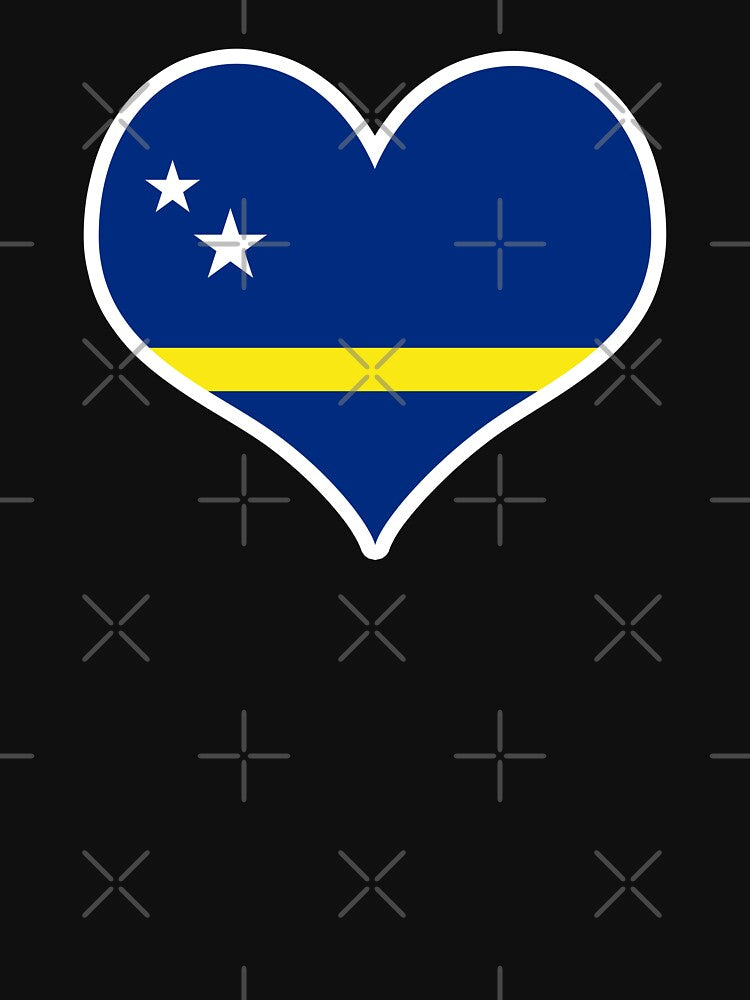 Curacao Flag Heart by PKHalford Unisex , , , Long Sleeve Tee