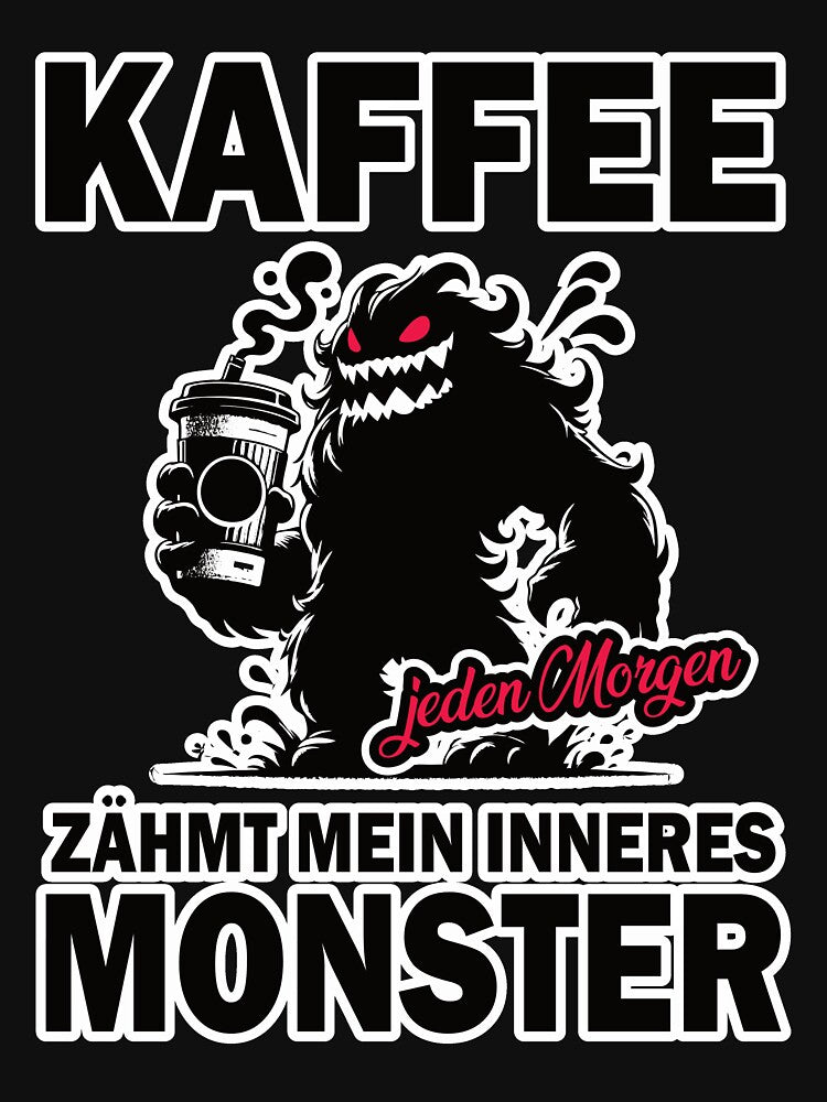 Coffee tames my inner monster by RetroMaritalArt Unisex , , , Long Sleeve Tee