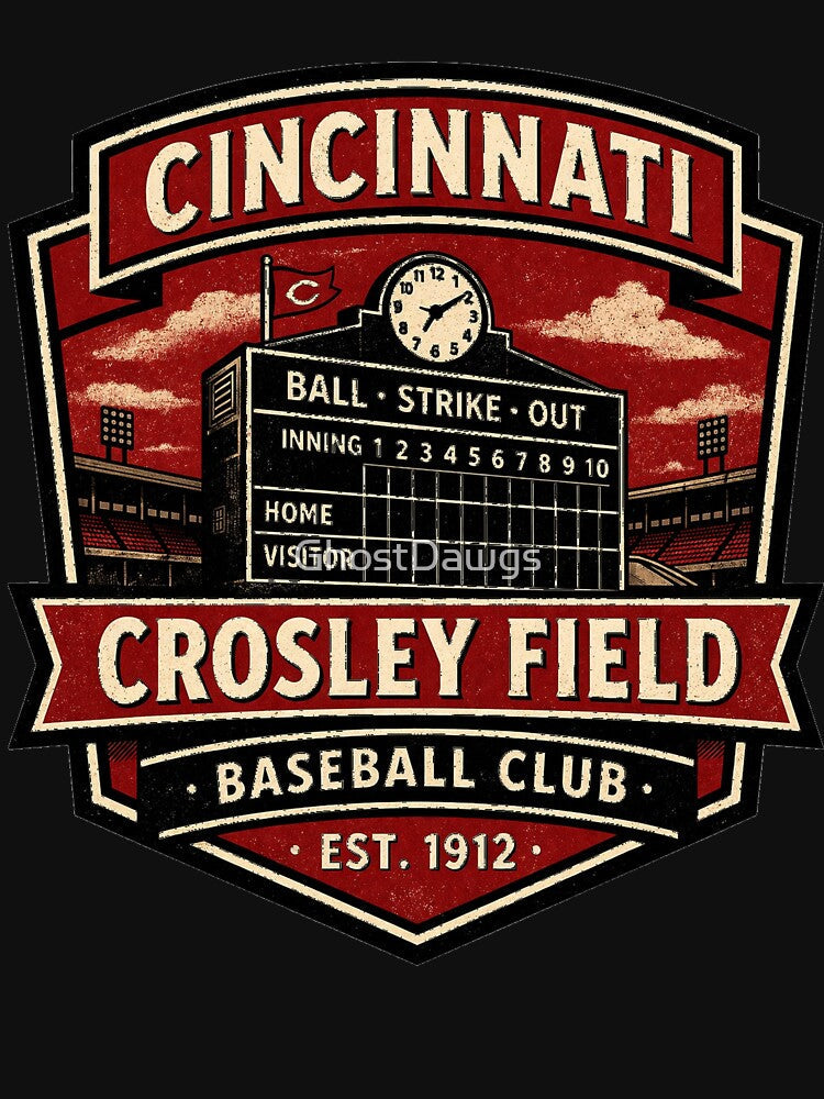 Crosley Field Cincinnati Vintage Baseball Shirt, Retro Ballpark Badge, Old Stadium Tee by GhostDawgs