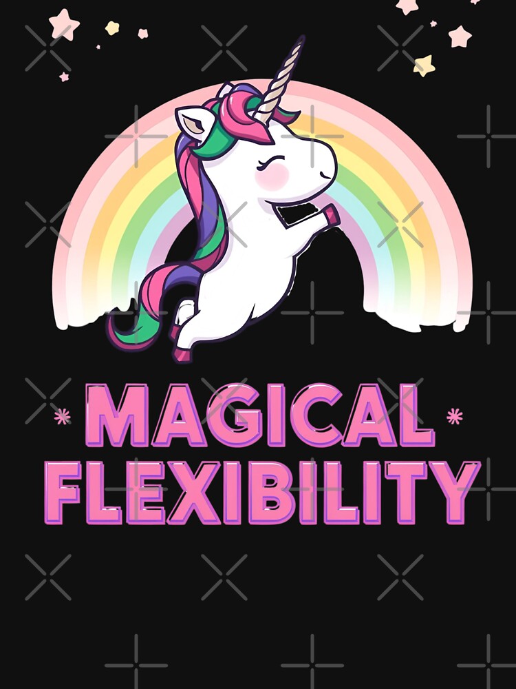 Unicorn doing yoga pose and rainbow aura shining, Magical Flexibility 8 by Neon G