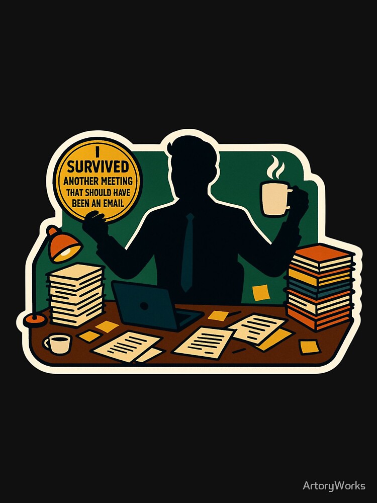 I Survived Another Meeting That Should Have Been an Email — Funny Office Worker Art by ArtoryWorks