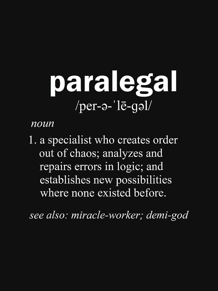Paralegal Dictionary Entry Funny Legal Assistant Gag Gift T-Shirt - Black - Men's - Small - Short Sleeve - Classic Fit - Cotton & Polyester - Unique Humorous Definition by jspqf2952