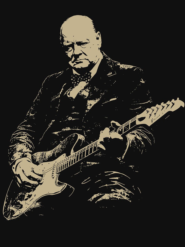 Winston Churchill Playing Electric Guitar Rocker Performance by najaks Unisex , , , Long Sleeve Tee