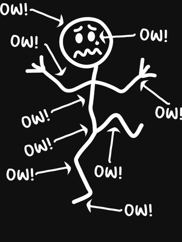 Ow Ow Ow Stick Character Figure Chronic Pain by TomatiLove Unisex , , , Long Sleeve Tee