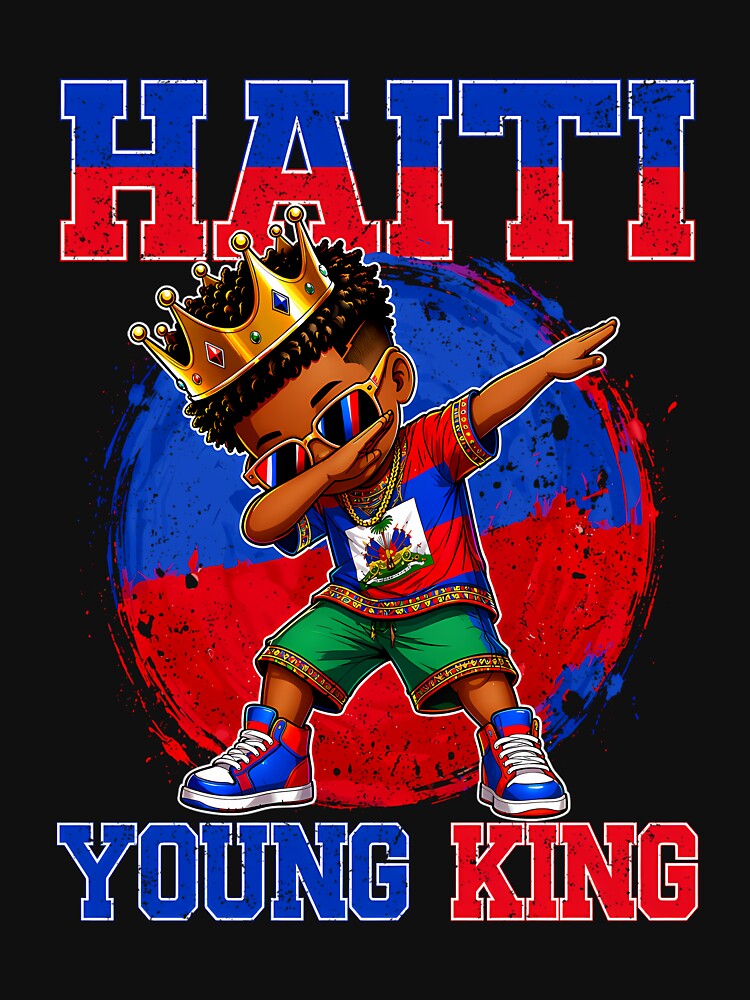 Haiti Young King Haiti Flag Melanin for Black Boys Kids Long Sleeve by KathieFaugh Unisex , , , Long Sleeve Tee