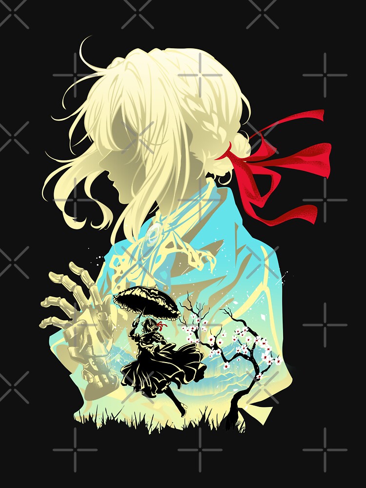 Violet Evergarden Silhouette – Minimalist Anime Art Print by Hypertwenty Designs Unisex , , , Long Sleeve Tee