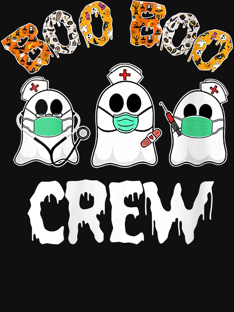 Womens Boo Boo Crew Nurse Funny Halloween Fun Gift V-Neck by DianaStudio Unisex , , , Long Sleeve Tee