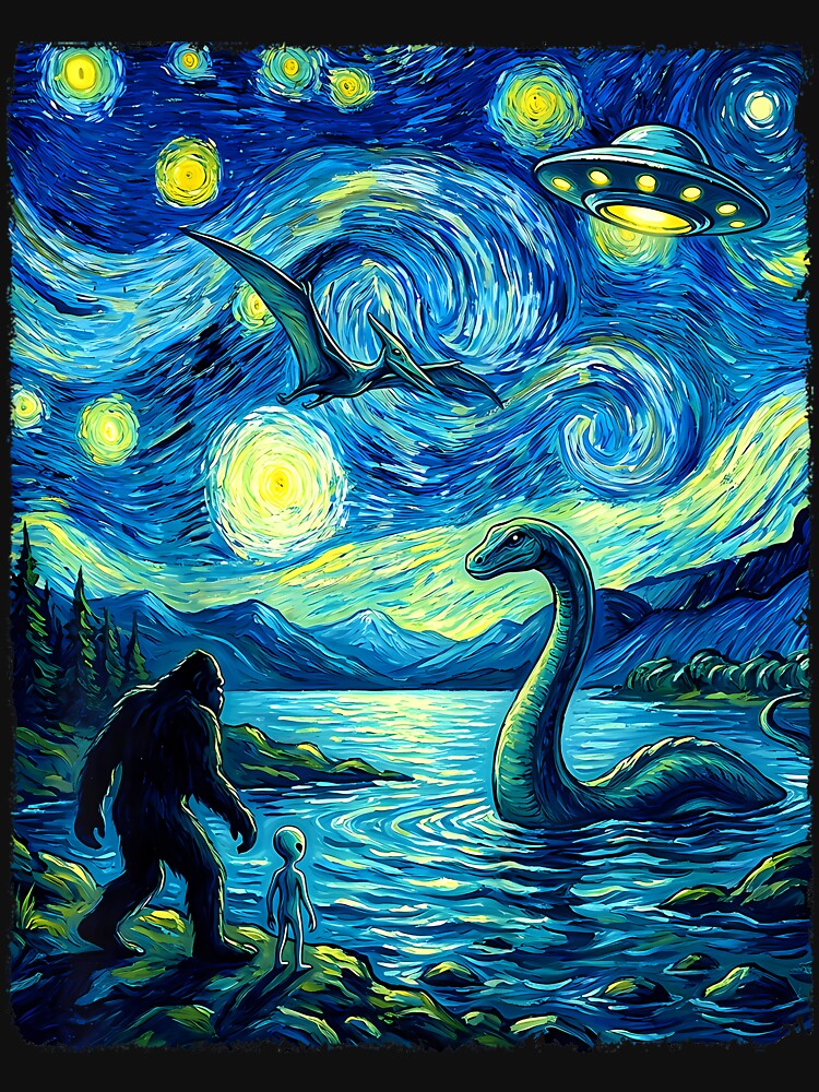 Bigfoot Loch Ness Monster Alien UFO Funny for Men Women Kid by GreggRoss Unisex , , , Long Sleeve Tee