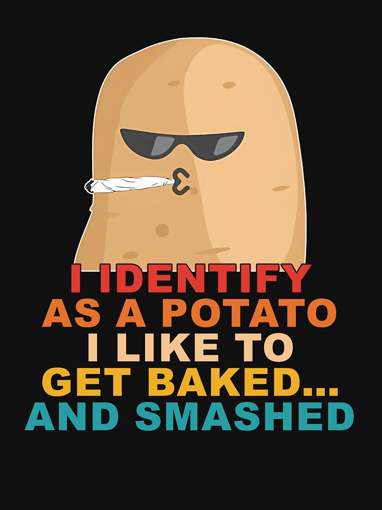 Identify As Potato Like Baked & Smashed Retro Funny by EthanRD9 Unisex , , , Long Sleeve Tee