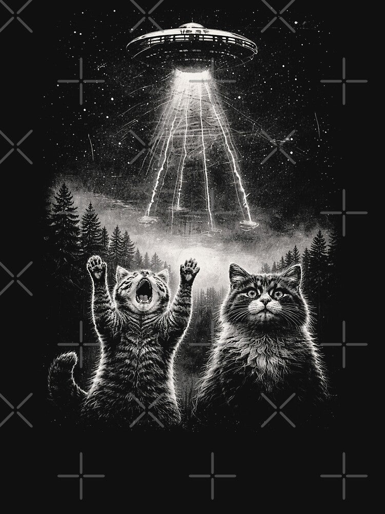 Vintage Cat UFO Meme, Funny Cat Retro by will freed18 Unisex , , , Long Sleeve Tee