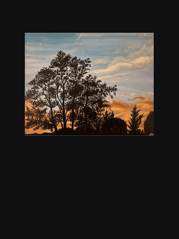 Sunset Tree Line Painting Premium by SilvanaBartheld Unisex , , , Long Sleeve Tee