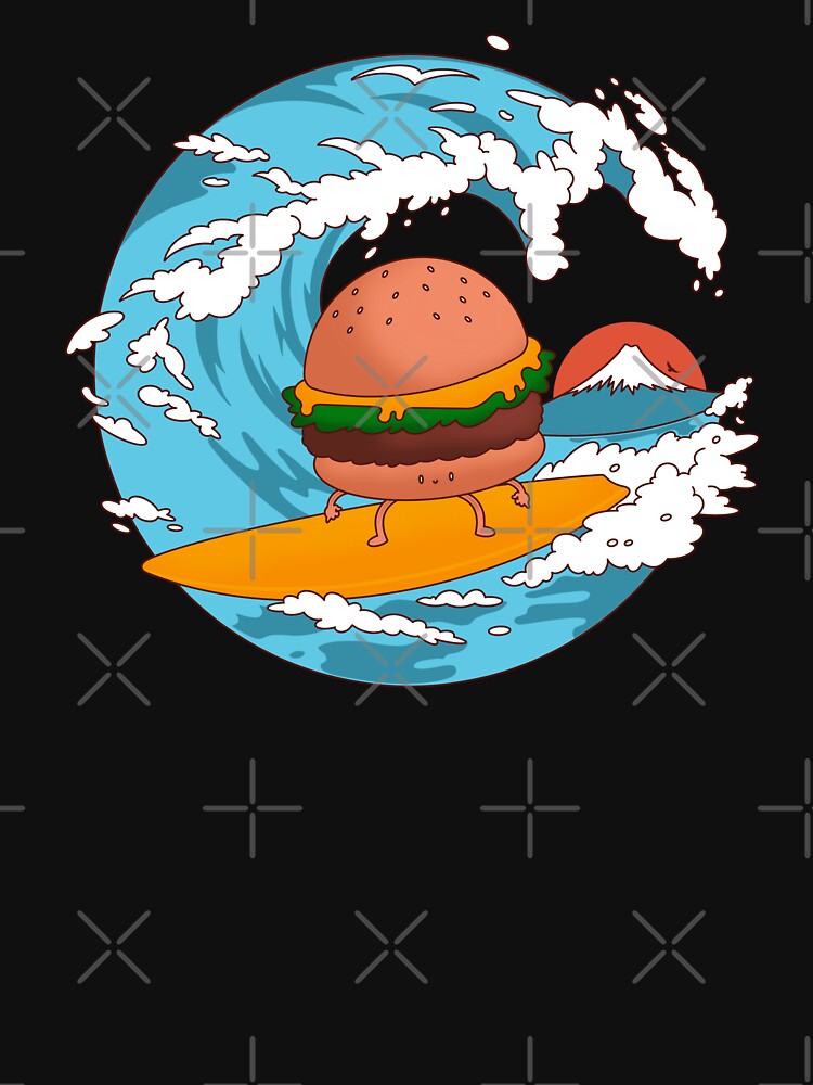 The Great Burger Wave by Artthree Unisex , , , Long Sleeve Tee