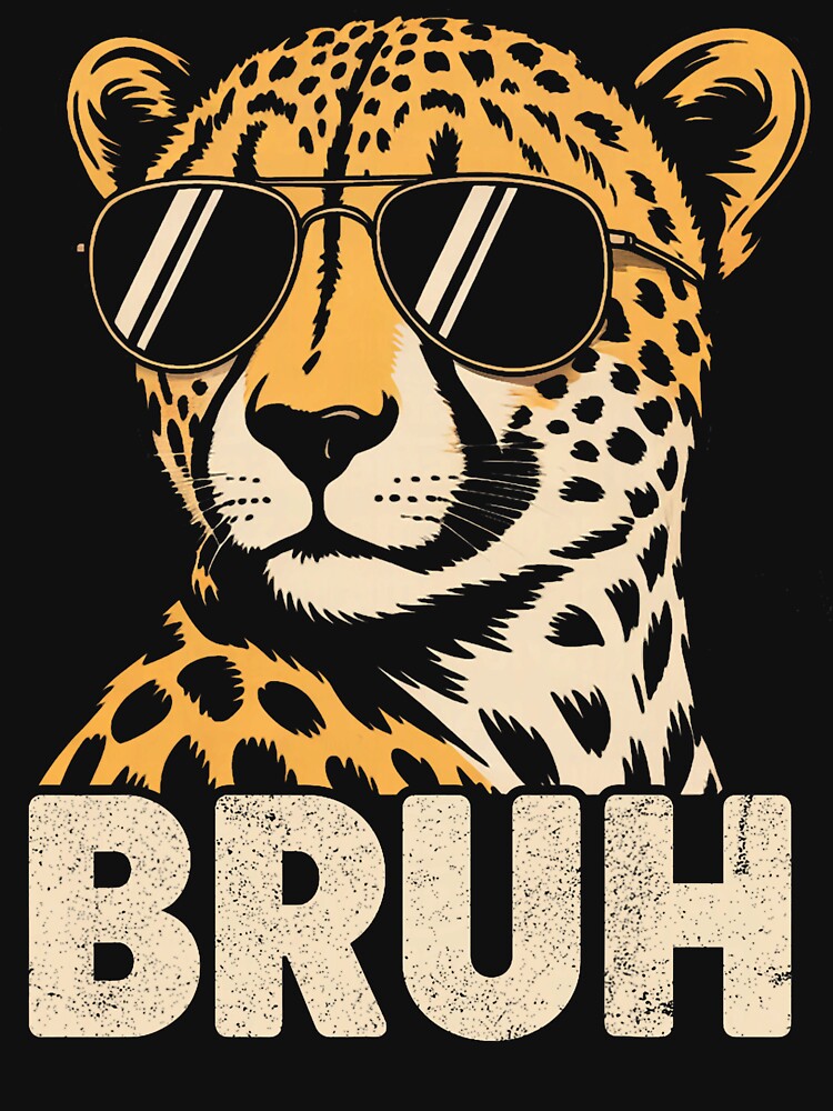 Bruh Cheetah Meme Graphic Tee Men Boys Animal Print Kids by FrankIsabel Unisex , , , Long Sleeve Tee