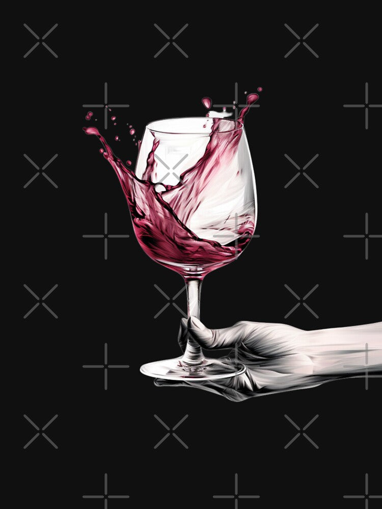 Sketch a hand holding a wine glass by Alper Billik Unisex , , , Long Sleeve Tee