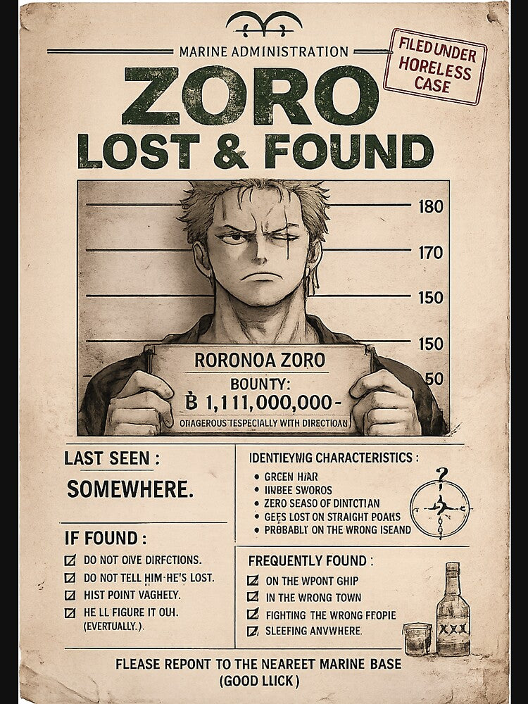 Zoro Lost & Found by Hozukimaru Unisex , , , Long Sleeve Tee