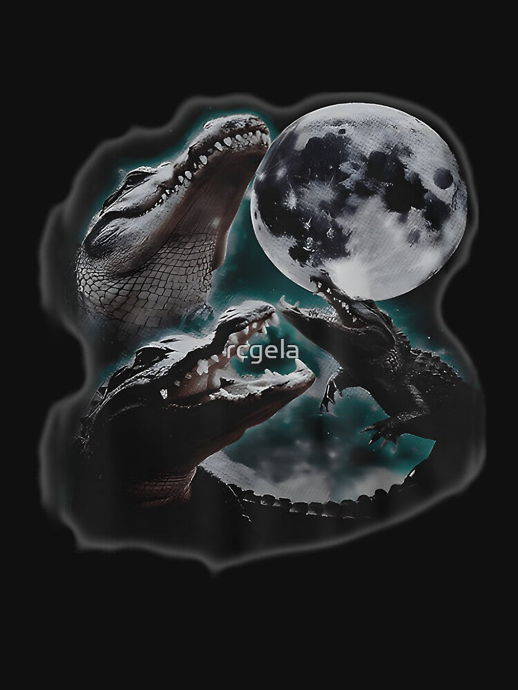 Three Weirdcore Crocodile At Moon by rcgela Unisex , , , Long Sleeve Tee