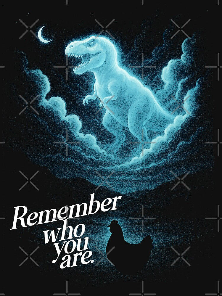 Chicken Dinosaur - Remember Who You Are Funny Evolution Joke Meme by CARBONARA LLC. Unisex , , , Long Sleeve Tee
