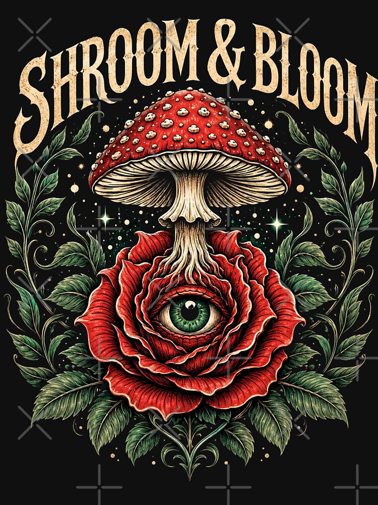 Shroom & Bloom – Psychedelic Mushroom Eye Flower Design by FocusedPatterns