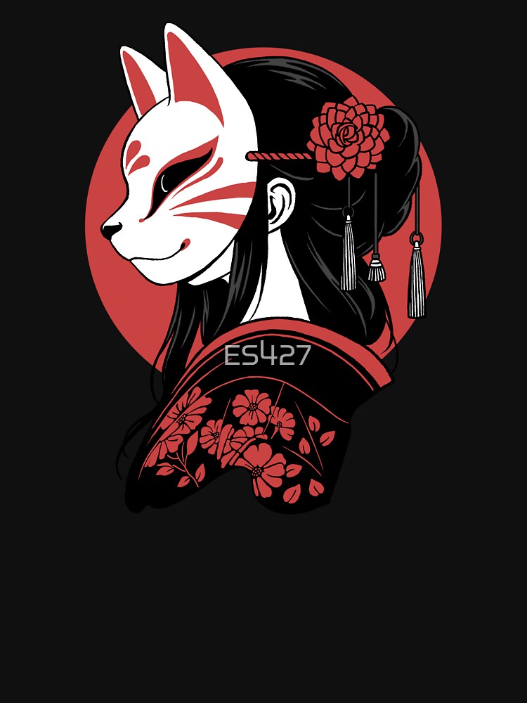 Kitsune Girl by ES427 Unisex , , , Long Sleeve Tee