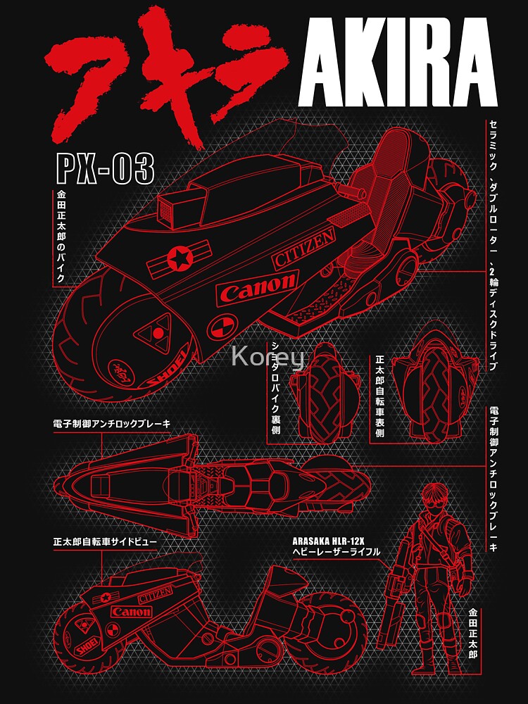 AKIRA - Kaneda bike blueprint by Korey Unisex , , , Long Sleeve Tee