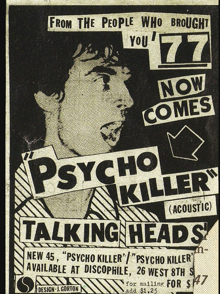 Psycho Killer - Talking Heads post-punk concert poster 1977 by janetganes0118 Unisex , , , Long Sleeve Tee