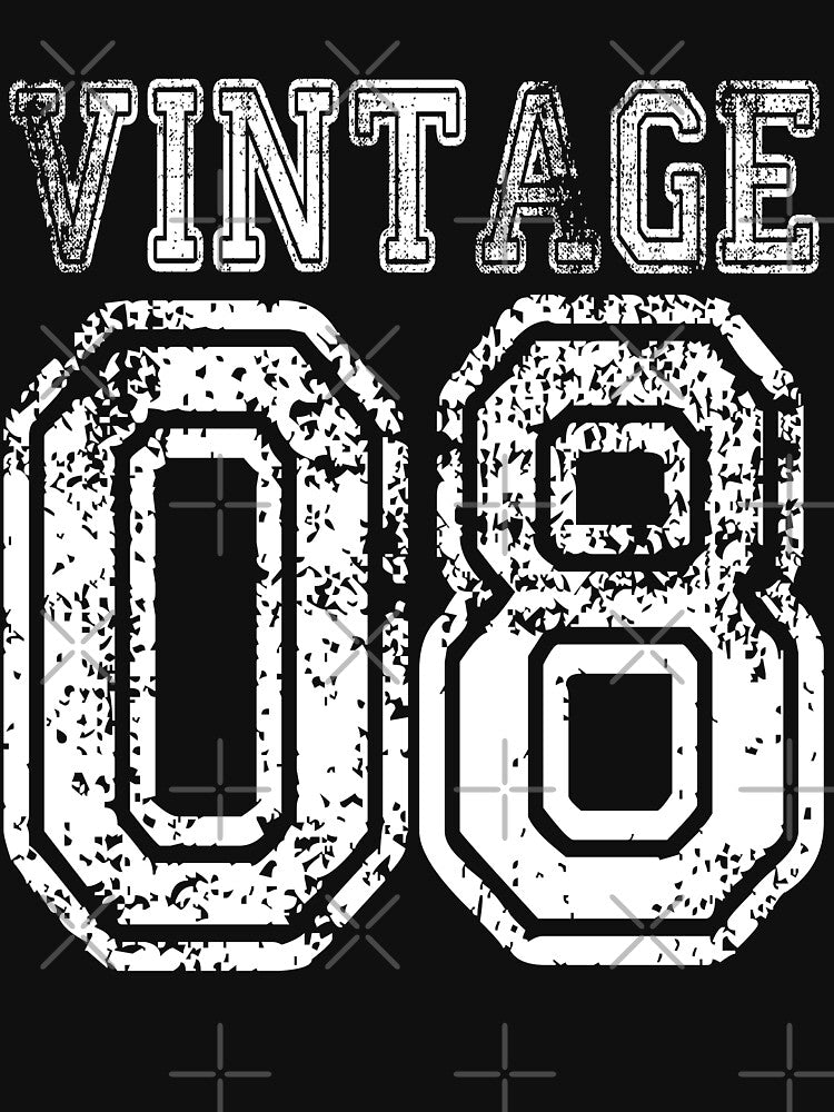 Vintage 08 2008 Birthday Gift Age Year Old Boy Girl Cute Funny Man Woman Jersey Style by arcadetoystore
