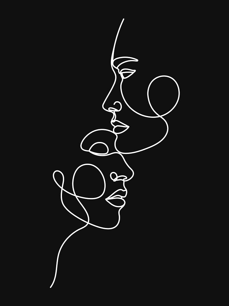 White One Line Drawing - Loving Couple by altandesign