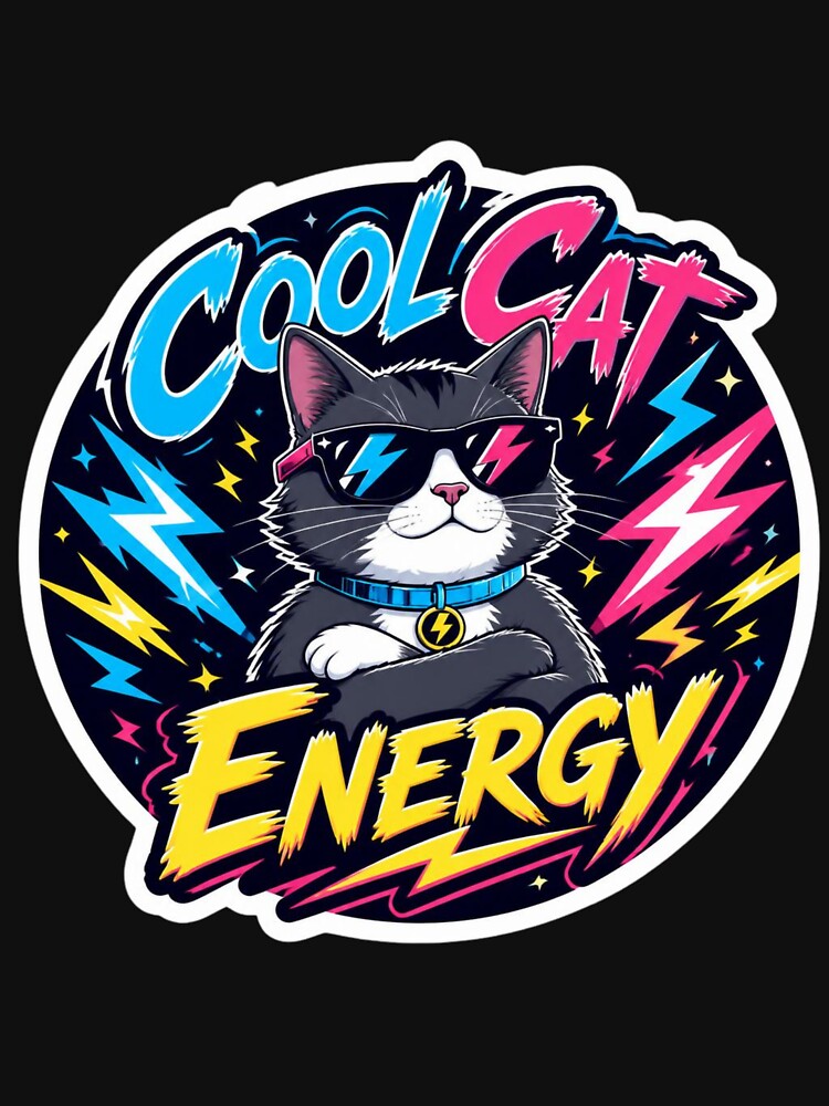 Cool cat with a lot of energy by JC Art Creations Unisex , , , Long Sleeve Tee